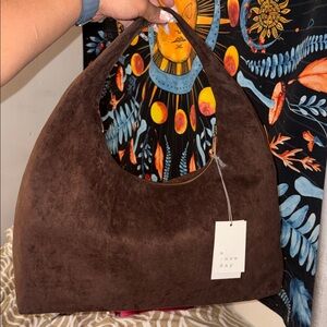 A New Day Brown Suede Shoulder Bag